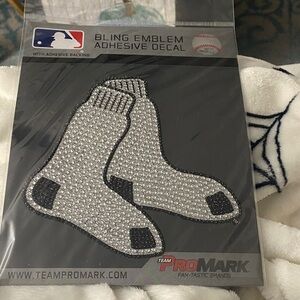 Red Sox Bling Emblem Adhesive Decal - Black and Silver NIP